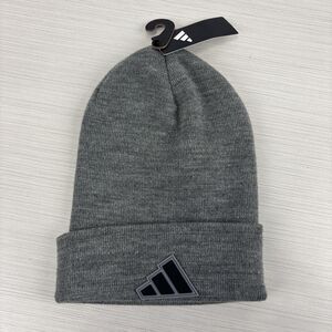 Adidas Men's Postseason Fold Beanie Heather Grey Rubberized Logo One Size NWT